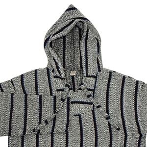 Molina Baja Hoodie Drug Rug Pullover Sweater Jacket‎ Mens XL Gray Black Striped